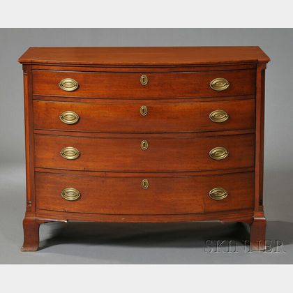 Federal Carved and Inlaid Cherry Bowfront Chest of Drawers