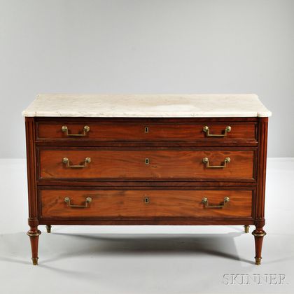 Louis XVI-style Mahogany and Marble-top Commode