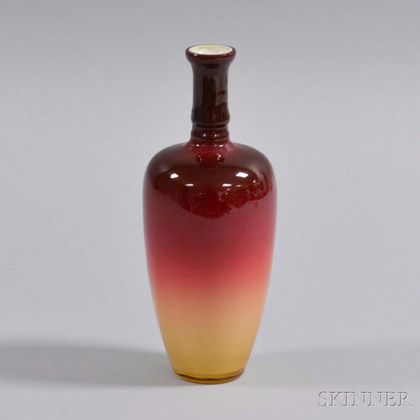 Wheeling Cased Peachblow Glass Vase