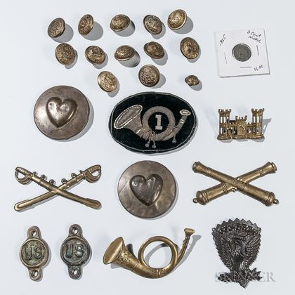 Group of Civil War Buttons and Insignia