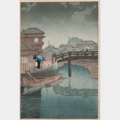 Kawase Hasui (1883-1957),Rain at Shinagawa 