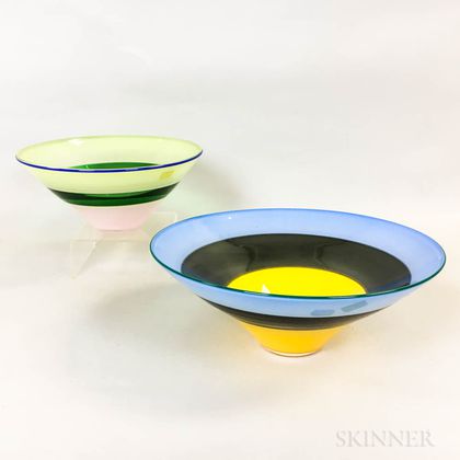 Two Simon Moore Studio Glass Bowls