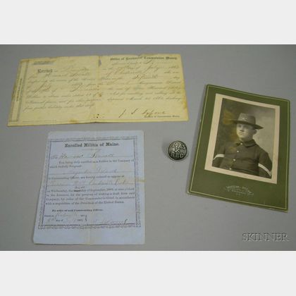 Two Civil War Era, Maine Military Enlistment and Discharge Related Documents