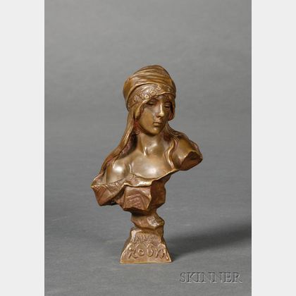 Villanis Art Nouveau Bronze Bust of a Lady