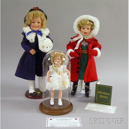 Three Modern Collector Shirley Temple Bisque Head Dolls