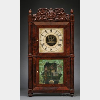 Mahogany Empire Shelf Clock by Silas B. Terry