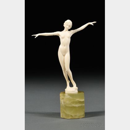 Art Deco Carved Ivory Figure of a Female Nude