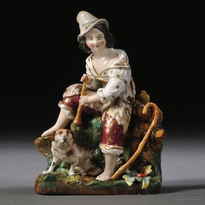 Russian Porcelain Figure of a Shepherd and His Dog