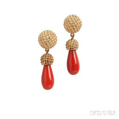 14kt Gold and Coral Earrings