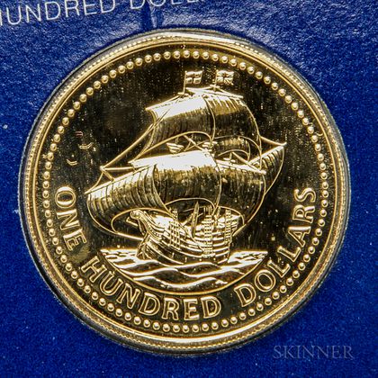 1975 Barbados $100 Gold Coin.