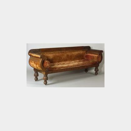 Classical Mahogany Carved and Mahogany Veneer Sofa