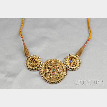 Antique High-Karat Gold, Gem-set, and Enamel Necklace