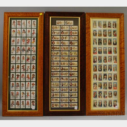 Set of Six Bird's-eye Maple Veneer Framed Cigarette Card Collections