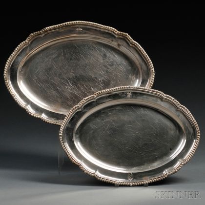 Two George IV Sterling Silver Serving Platters