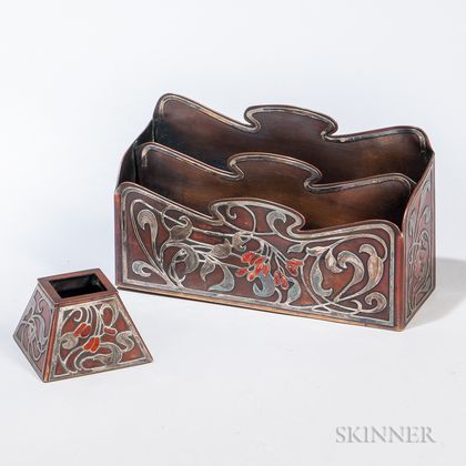 Art Nouveau Letter Holder and Inkwell 