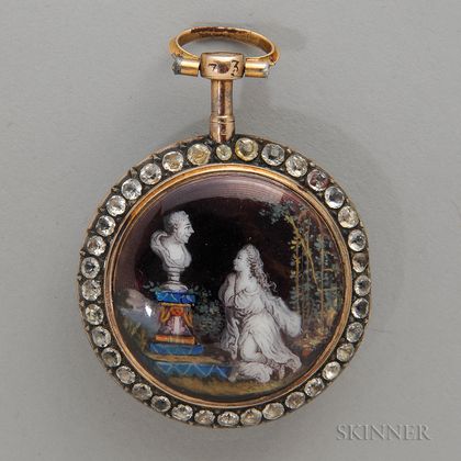 French Gold and Enamel Pocket Watch
