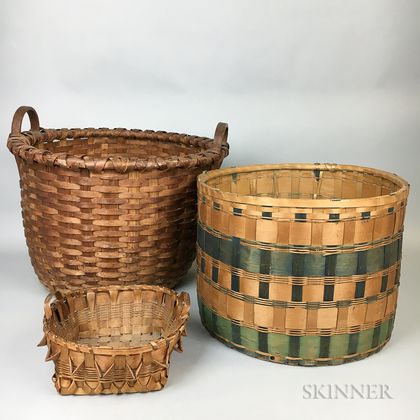 Three Woven Splint Baskets