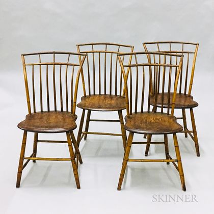 Set of Four Bamboo-turned Windsor Side Chairs