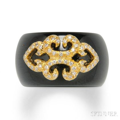18kt Gold, Onyx, and Diamond Ring, Henry Dunay