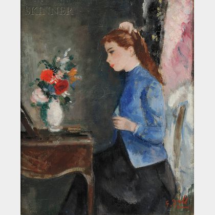 François Gall (French, 1912-1987) Girl with a Bouquet