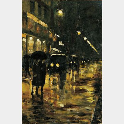 Lesser Ury (German, 1861-1931) Rainy Night, Berlin