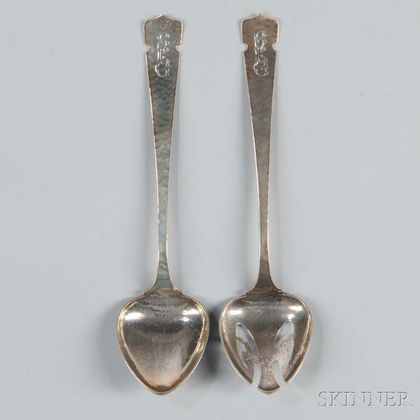 Two Arts & Crafts Kalo Silver Serving Pieces 