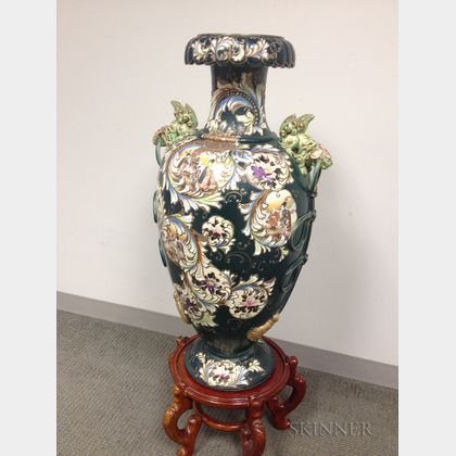 Large Satsuma Moriage Footed Vase
