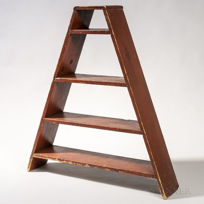 Red-painted Triangular Four-tier Wall Shelf