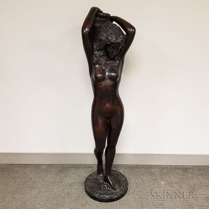 Large Bronze Figure of a Nude Woman with an Amphora