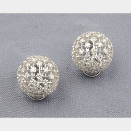 18kt White Gold and Diamond Earclips, Buccellati