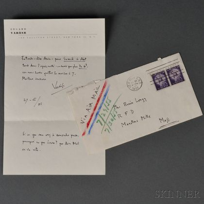 Varèse, Edgard (1883-1965) Autograph Letter Signed, 27 July 1955.