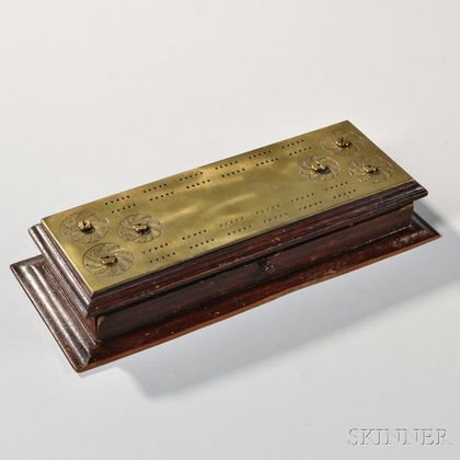 Brass and Wood Cribbage and Bezique Board/Box