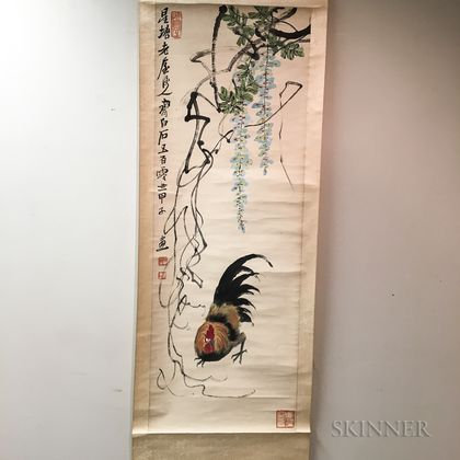 Hanging Scroll Depicting a Rooster