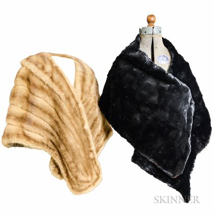 Mink Stole and Black Fur Scarf. Estimate $20-200