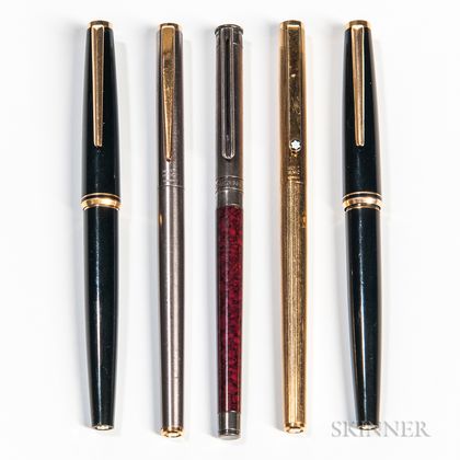 Five Montblanc Cartridge-filler Fountain Pens