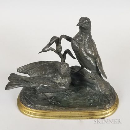 Bronze Sculpture of Two Birds After Jules Moigniez (French, 1834-1894)