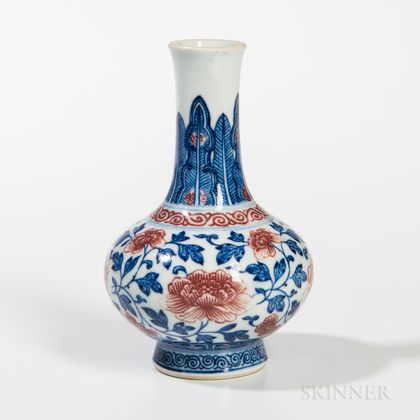 Miniature Underglaze Blue and Red Vase