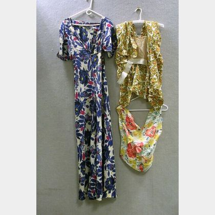 1930s Printed Silk Afternoon Dress and Two Blouses