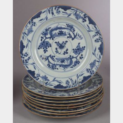 Nine Blue and White Plates