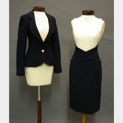 Sold at auction Vintage Chanel Boutique Two-piece Blue Wool and Cream Silk  Ensemble Auction Number 2463 Lot Number 467