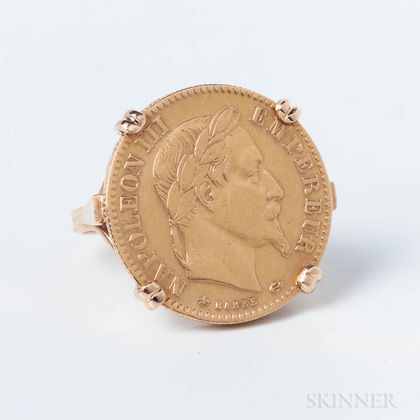 1864 Ten Franc Gold Coin Mounted as a Ring