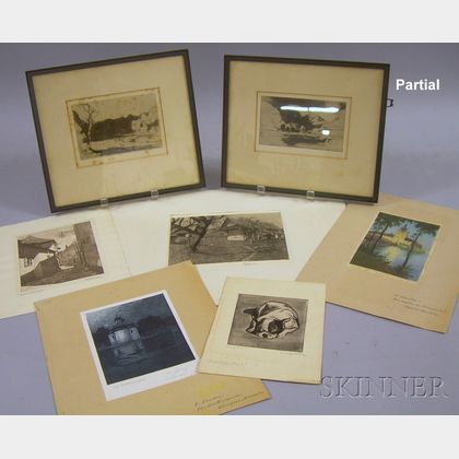 Lot of Approximately Fourteen Framed and Unframed Prints on Paper