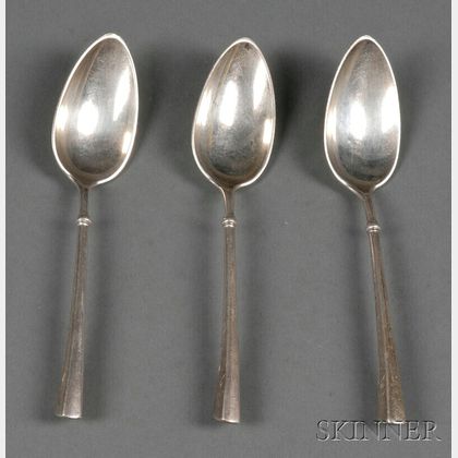 Set of Six Russian Silver Spoons