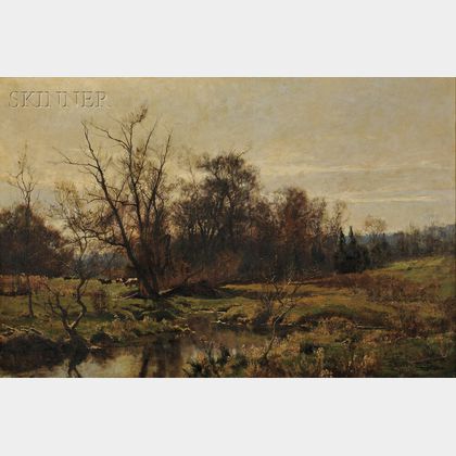 Hugh Bolton Jones (American, 1848-1927) Woodland Landscape with Cattle