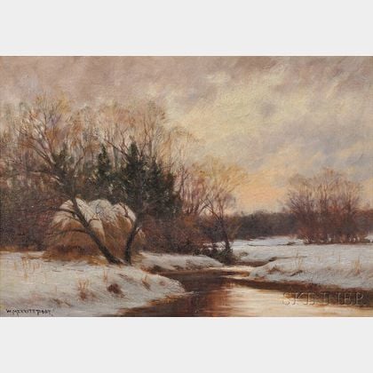 William Merritt Post (American, 1856-1935) Winter Stream at the Meadow's Edge
