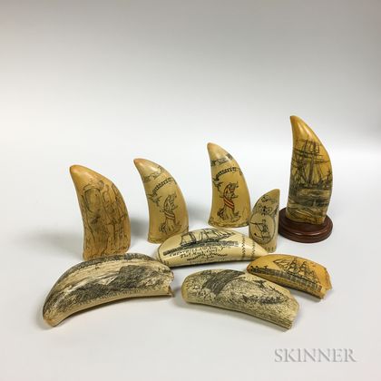 Nine Mostly ArTek Replica Scrimshaw Whale's Teeth