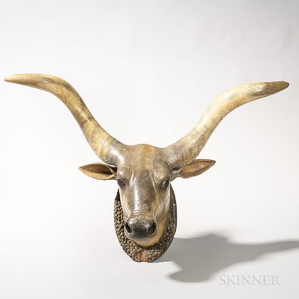 Carved and Painted Advertising Bull Head
