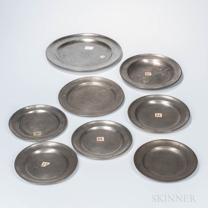 Eight American Pewter Plates