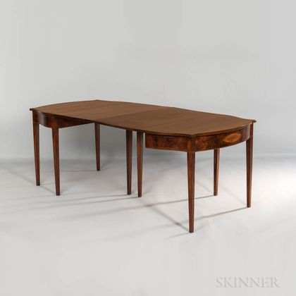 Federal Mahogany and Satinwood-inlaid Two-part Dining Table