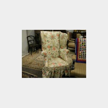 Federal Upholstered Mahogany Wing Chair. 